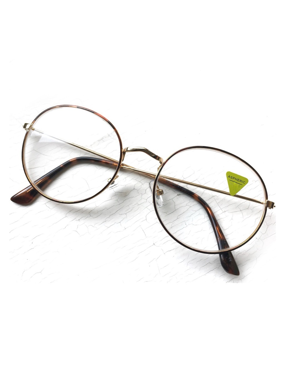 Oversized +2.00 Reading Glasses Round Metal Gold/Tortoise Frame